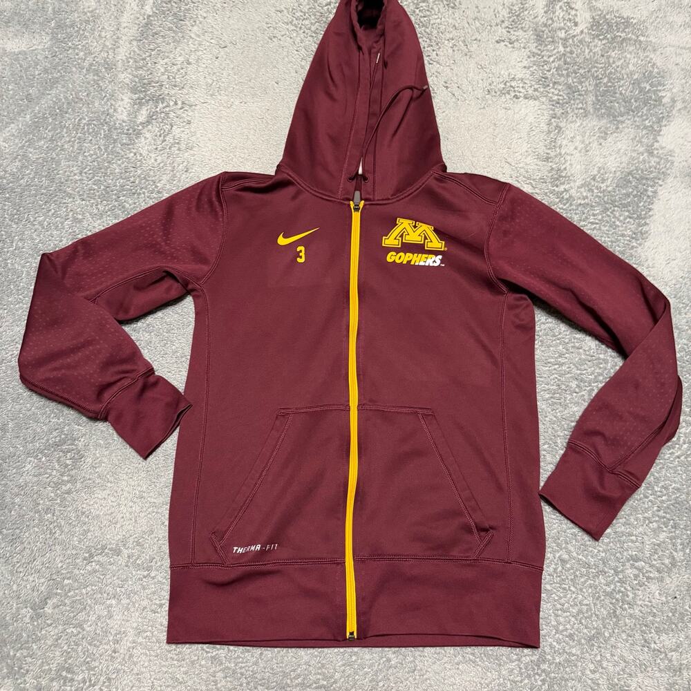 Nike Minnesota Gophers Hoodie Mens Small Maroon Therma fit Full Zip